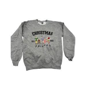 Gildan Gray Christmas Friends Crewneck Sweatshirt